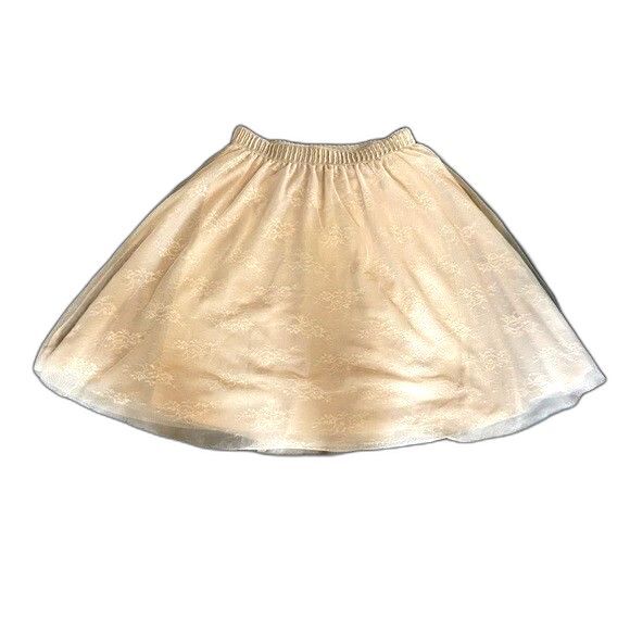 NWOT RUE 21 Beige Midi Length Lined Multi-Layered Floral Lace Tulle Skirt Blush - Picture 1 of 6